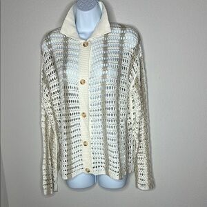 Emory Park Cream Chunky Knit Cardigan Sweater